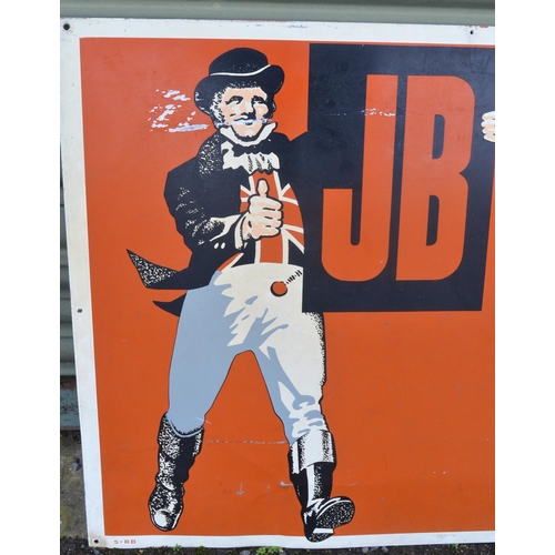 Large vintage painted sheet metal advertising sign for John Bull Tyres, "Great British Tyres-With A Great British Name!". 183x60.8cm by Franco SW1