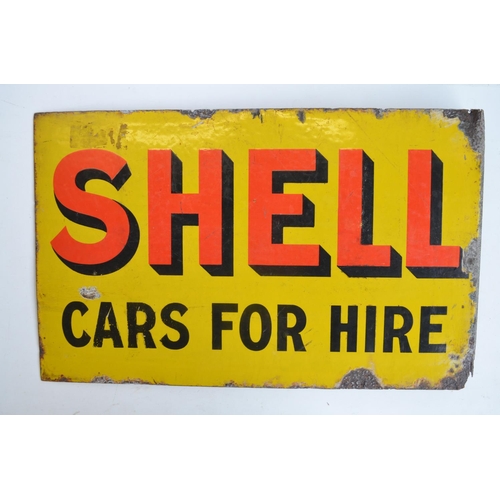 27 - Vintage enamel double sided plate steel advertising sign for Shell 