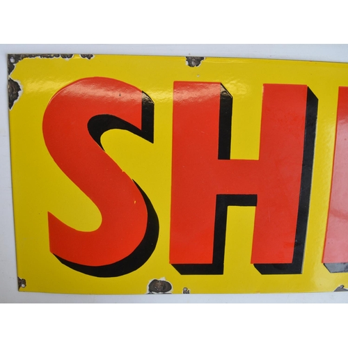 45 - Enamel single sided plate steel advertising sign for Shell 116x40cm