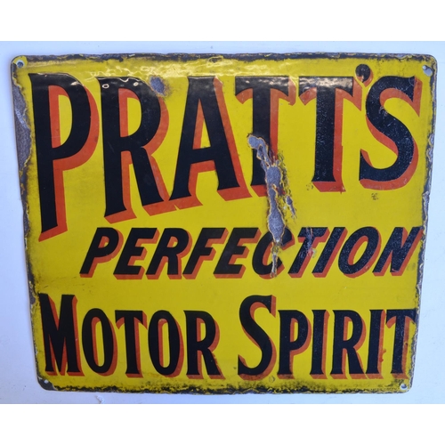 48 - Double sided enamel plate steel advertising sign for Pratt's Perfection Motor Spirit, 52.9x45.5cm