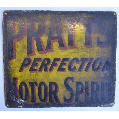 48 - Double sided enamel plate steel advertising sign for Pratt's Perfection Motor Spirit, 52.9x45.5cm