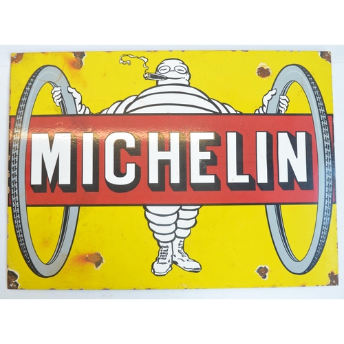 30 - Single sided enamel plate steel advertising sign for Michelin, 61x44.1cm