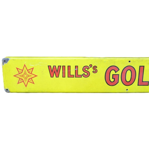 44 - Large single sided pressed steel plate enamel advertising sign for Will's Gold Flake Cigarettes, 153... 