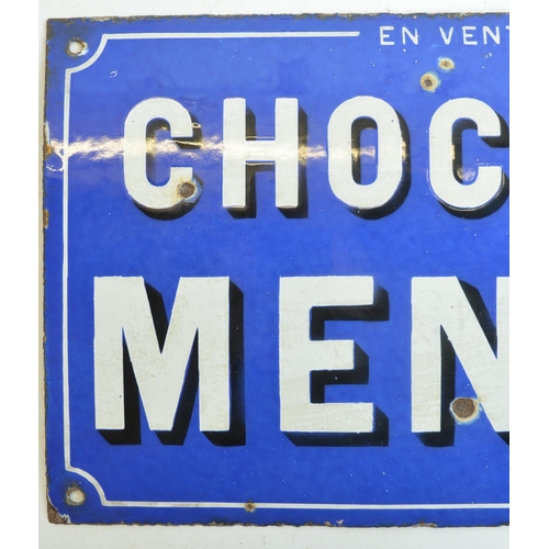 54 - Single sided plate steel enamel advertising sign for Chocolat Menier, 42x24.4cm