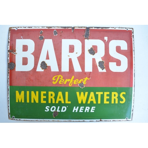 55 - Single sided plate steel enamel advertising sign for Barr's Perfect Mineral Waters, 45.2x60.5cm