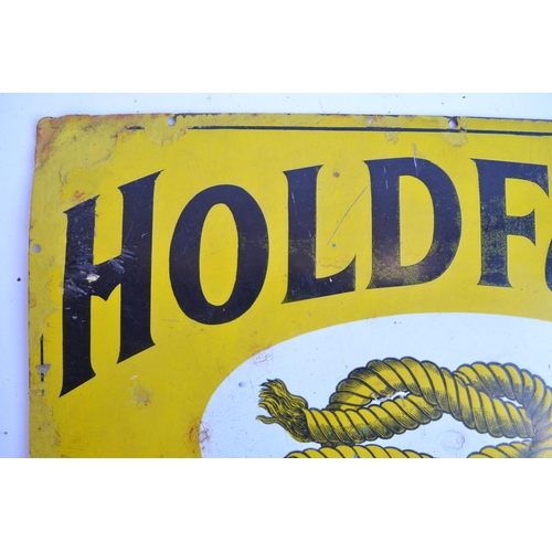 59 - Single sided plate steel enamel advertising sign for Holdfast Boots (restoration to artwork, see pho... 