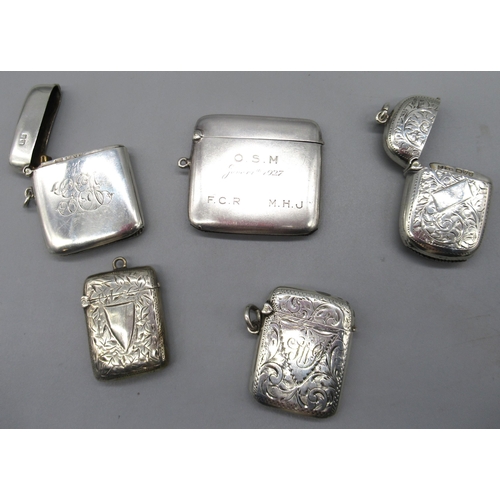 61 - Hallmarked Sterling silver vesta with engraved initials and date, by Asprey & Co Ltd, Chester, 1911,... 