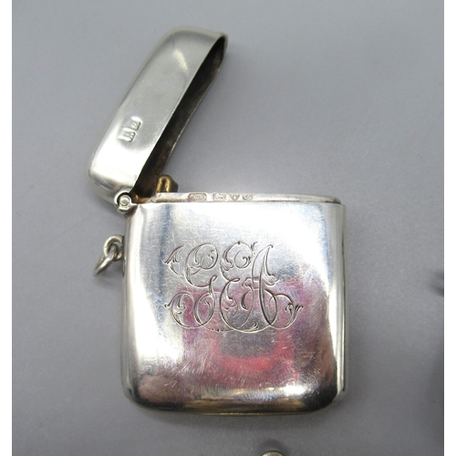 61 - Hallmarked Sterling silver vesta with engraved initials and date, by Asprey & Co Ltd, Chester, 1911,... 