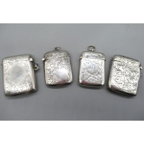 63 - Victorian hallmarked Sterling silver vesta, by William Neale, Birmingham, 1891, and three similar ha... 