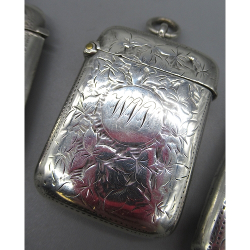 63 - Victorian hallmarked Sterling silver vesta, by William Neale, Birmingham, 1891, and three similar ha... 