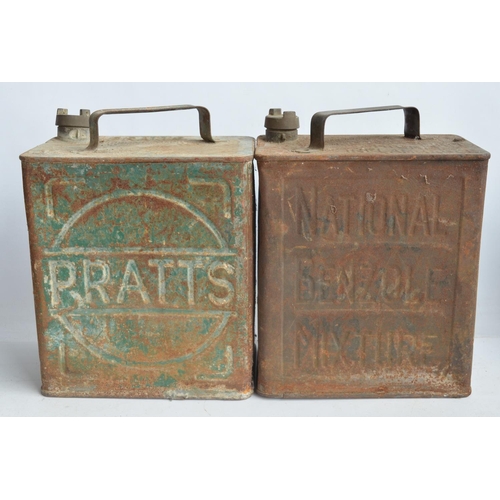 281 - Four vintage oil cans to include Shell Motor Oil, National Benzole Mixture, Pratts and one unbranded... 