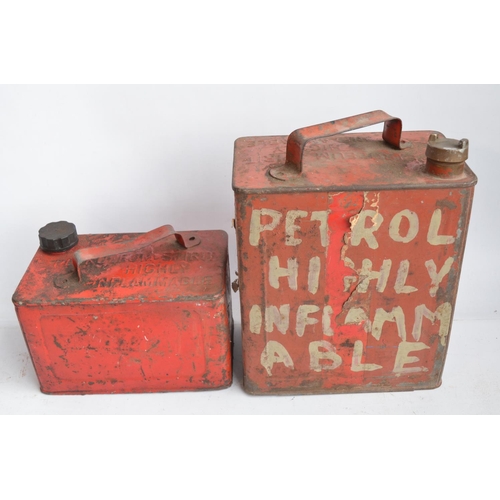 287 - Three vintage oil/fuel cans to include a Valor Esso blue example. Also a galvanised tin bath and a b... 