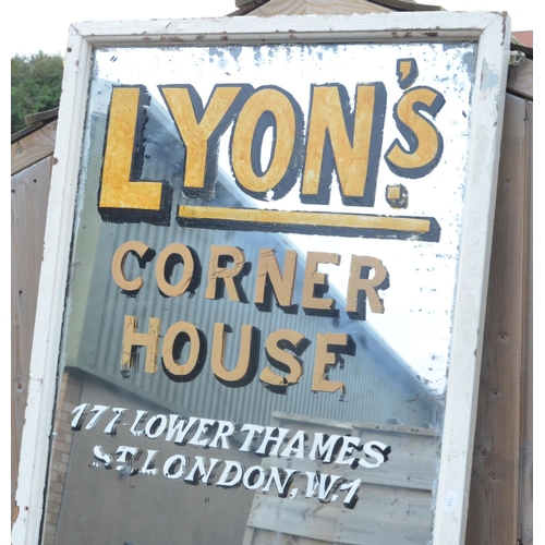 264 - Large wall mounted hand painted mirror for Lyon's Corner House Tea Rooms, London. H188.8xW61.5cm