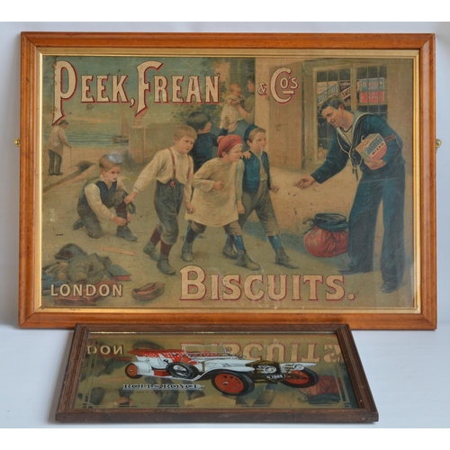 263 - Framed vintage Peek Frean & Co's London Biscuits advertising poster (glass fronted, 93x66.5cm) and a... 