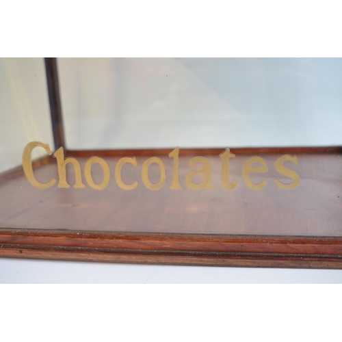 262 - Shop style wood and glass display cabinet with hand-painted 