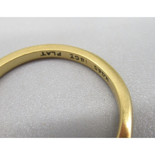 55 - 18ct yellow gold five stone diamond ring, stamped 18ct Plat, size O, 2.78g