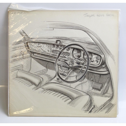 309 - Collection of original cutaway pen and ink drawings of Vauxhall motorcars to include 1937 Vauxhall 1... 