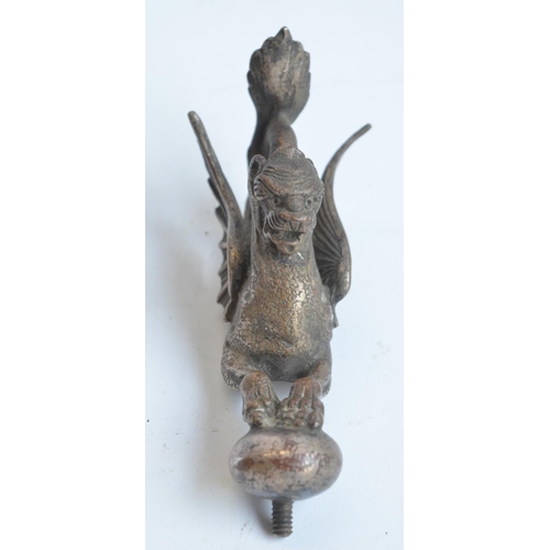 211 - Circa 1930s Griffin bonnet ornament, approx height 13cm