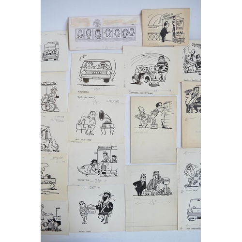 293 - Collection of 26 small original pen and ink drawings, mostly for Autocar Magazine C1960s to include ... 