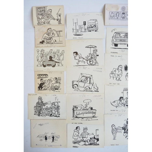 293 - Collection of 26 small original pen and ink drawings, mostly for Autocar Magazine C1960s to include ... 