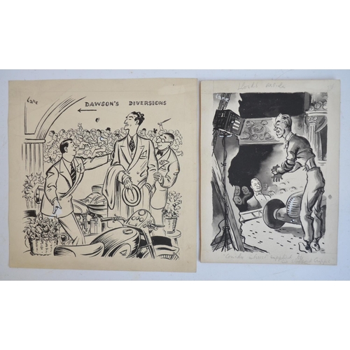 295 - Collection of seven original auto magazine sketches C1940's to include pen and ink drawings by Georg... 