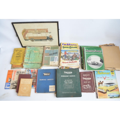 125 - Collection of automobile related magazines and vintage workshop/instruction manuals to include Trium... 