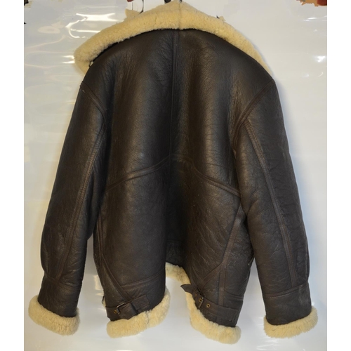 129 - Modern leather and sheepskin flying jacket, no makers marks, size large in excellent supple conditio... 