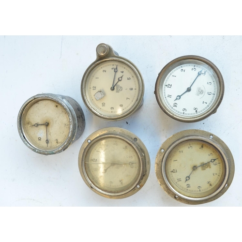 140 - Five vintage car clocks and another car instrument by Smiths, a desktop metal model of a generic air... 