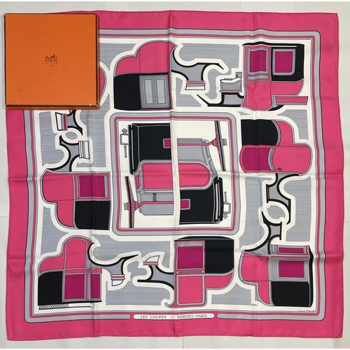 1271 - Hermes silk scarf, 'Les Coupes', designed by Francoise de La Perriere c1970s, reissue, stylised part... 