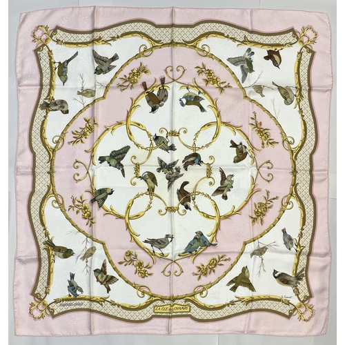 1285 - Hermes silk scarf, 'La Cle Des Champs', designed by Francoise Faconnet c1965, reissue, light pink co... 