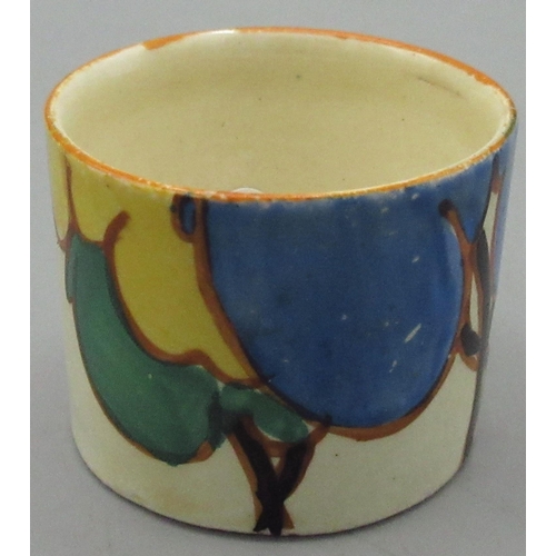 207 - Clarice Cliff for Newport Pottery mustard pot, lacking cover, H3cm, and a blue and white Chinese exp... 