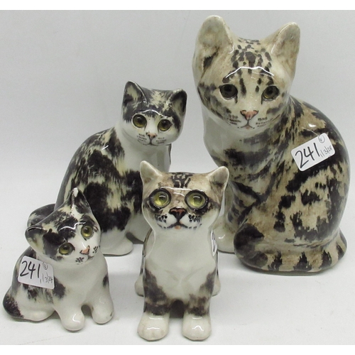 241 - Group of four Winstanley Pottery tabby cats, sizes 4/2/2/1, max. H23.5cm