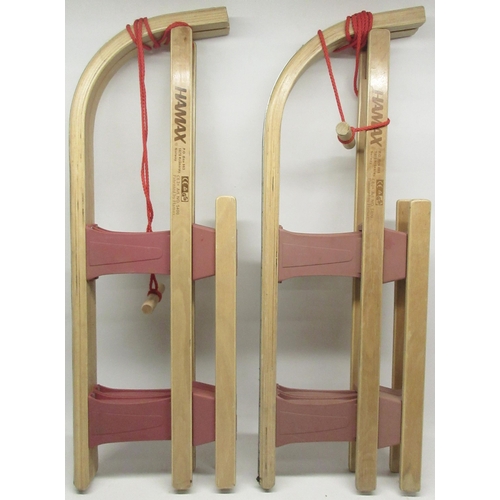 283 - Two Hamax wooden folding sledges, L90cm (2)