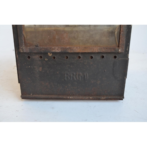 143 - A box style BR(M) railway lamp (height with handle stowed 31.3cm) and Lucas No745 