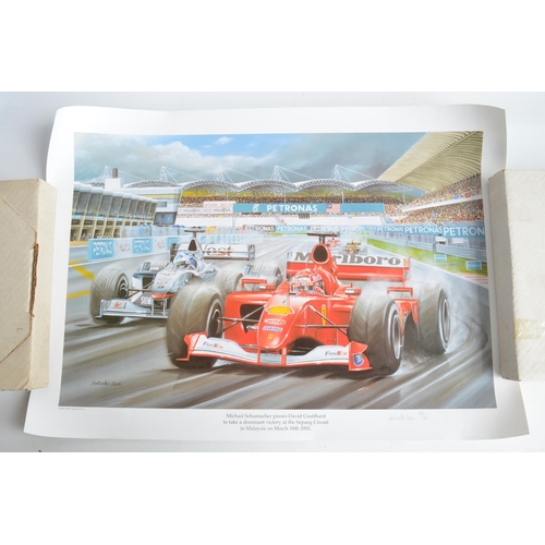 149 - Collection of Michael Schumacher and Ferrari related items to include framed print by Stuart McIntyr... 