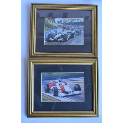 153 - Collection of mostly David Coulthard related prints and books to include 'Victory At Monaco' framed ... 