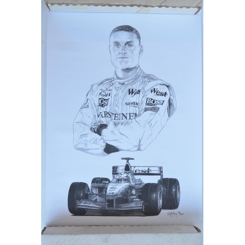 153 - Collection of mostly David Coulthard related prints and books to include 'Victory At Monaco' framed ... 