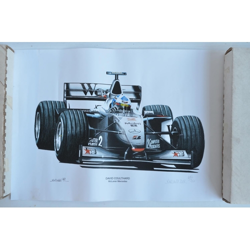 153 - Collection of mostly David Coulthard related prints and books to include 'Victory At Monaco' framed ... 