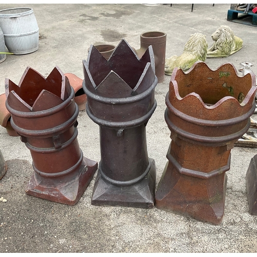 1241 - Three salt glazed chimney pots “ jack, king, queen” 85, 76, 73cm