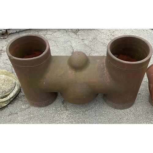 1242 - Large double chimney vent W83cm and three terracotta chimney hoods (4)