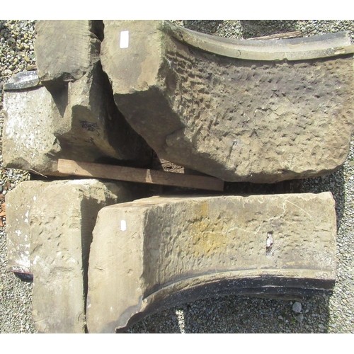 1253 - Seven stone arch crestings, approx. W78cm D38cm H23cm (7)