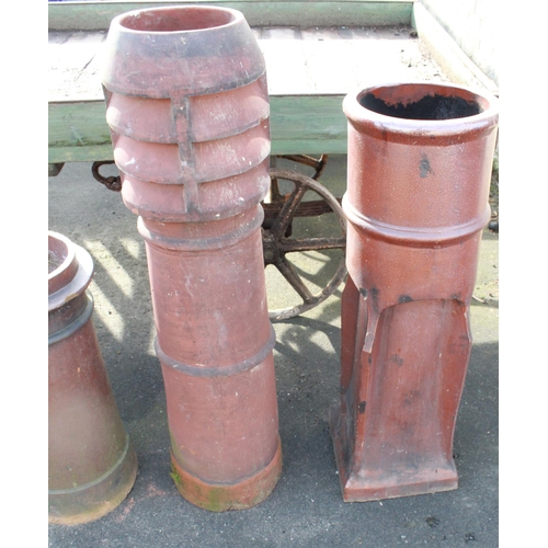 1234 - Large vented terracotta chimney pot. 124cm. Salt glazed chimney pot 106cm.(2)