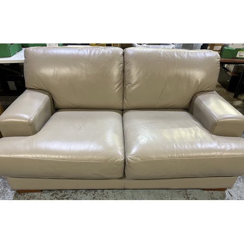 444 - Plush think sofas pebble leather Melbourne three seat sofa, with loose seat cushions, W173cm D103cm ... 