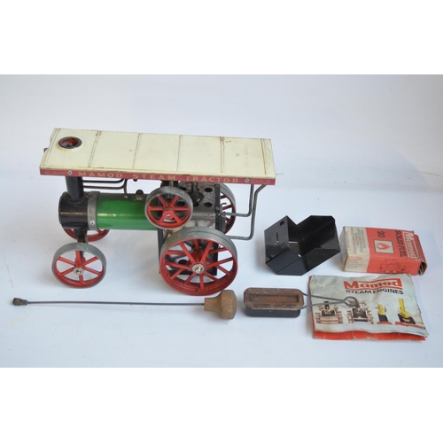 179 - Mamod TE1a steam powered tractor model with accessories and instruction booklet in good previously r... 