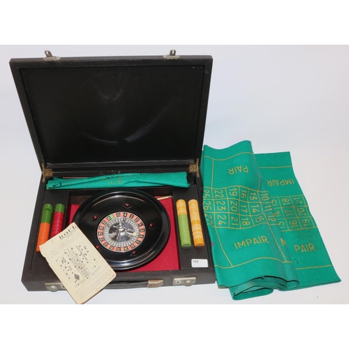 160 - K&C Ltd roulette wheel with chips and playing baize, in fitted  case, wheel D25cm