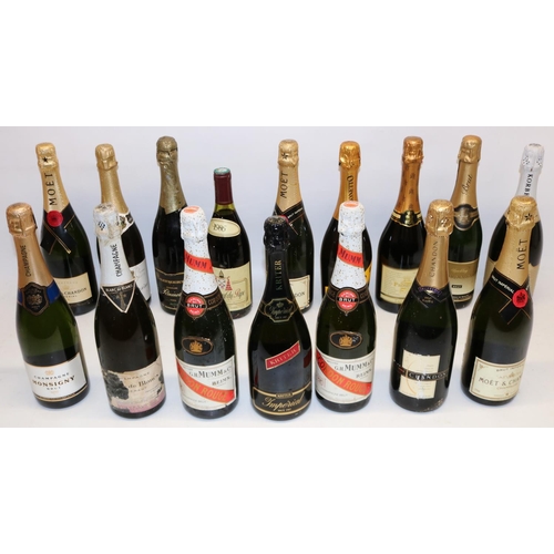 284 - Collection of champagne, wine and sparkling wine, c1980s, incl. Moet et Chandon, 1986 Châteauneuf-du... 