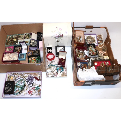 296 - Collection of mid-late C20th costume jewellery, jewellery boxes, fashion wristwatches, cotton christ... 