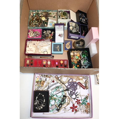 296 - Collection of mid-late C20th costume jewellery, jewellery boxes, fashion wristwatches, cotton christ... 