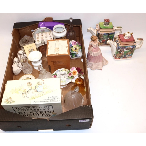 299 - Two Sadler Classic Stories series teapots, Wedgwood Enchanted Evening figure, and a collection of va... 