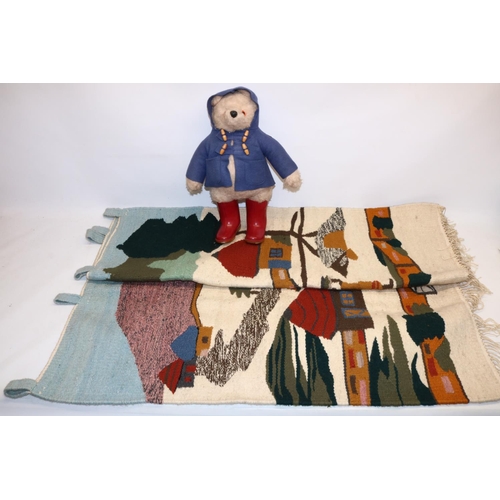 312 - Gabrielle Designs Paddington Bear H49cm and a Nordic design wool wall hanging W160cm H120cm (2)